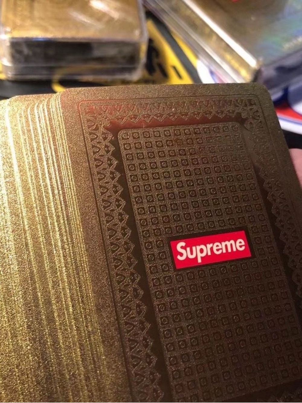 Supreme Gold Card Case with Red Logo